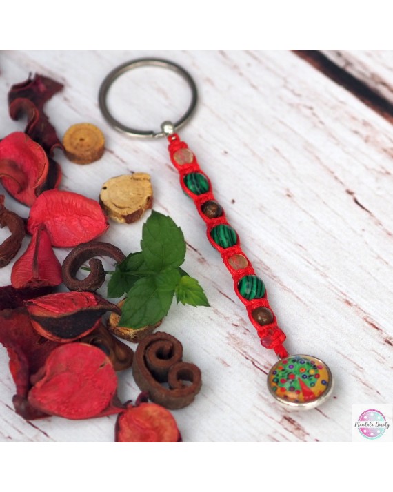 Breloczek z mandalą "Drzewo Dobrych Życzeń".