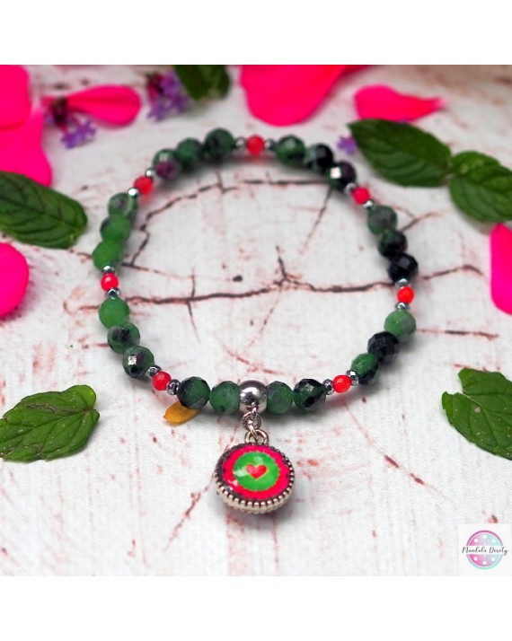 Bransoletka z mandalą "Czakra Serca" agat.