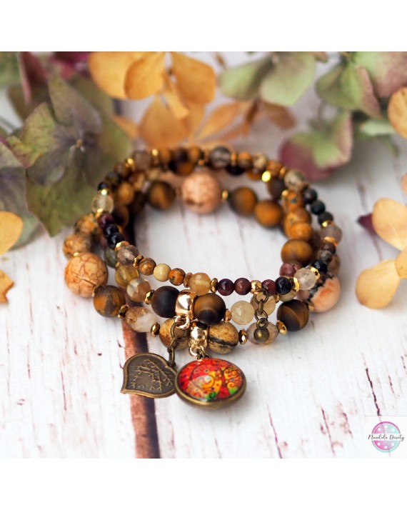 Komplet bransoletek z mandalą "Drzewo Wdzięczności".