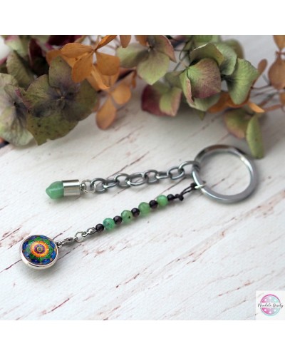 Brelok "Skrzydła Anioła" z mandalą "Zielony Lotos -uzdrawiam Siebie".