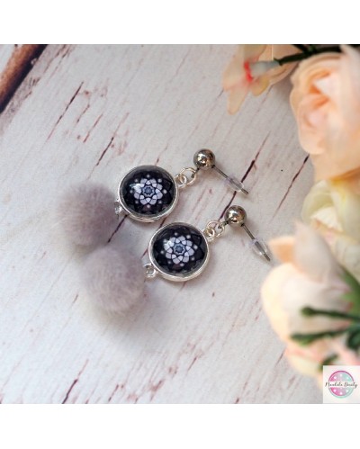 Kolczyki z mandalą "Tęczowy Lotos"