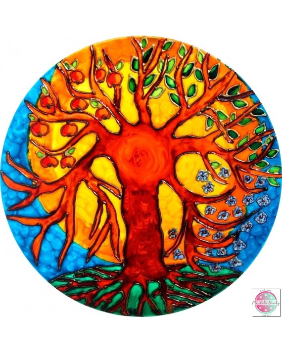 Mandala na szkle "Drzewo Życia".