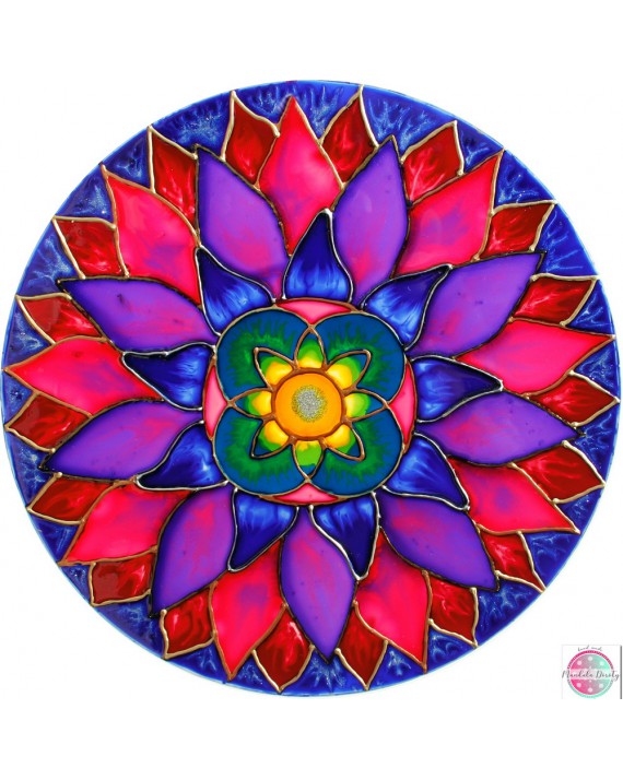 Mandala na szkle "Kwiat Kobiecości Magenta"