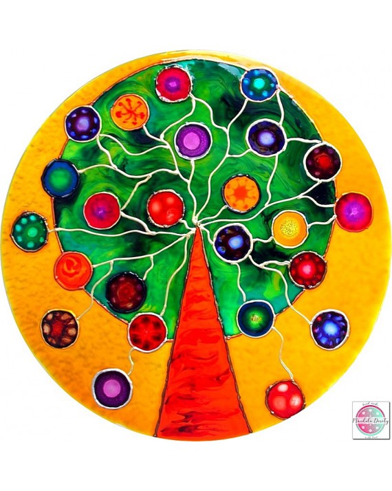 Mandala na szkle "Drzewo Dobrych Życzeń".