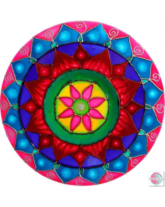 Mandala on glass "Lotus Heart"