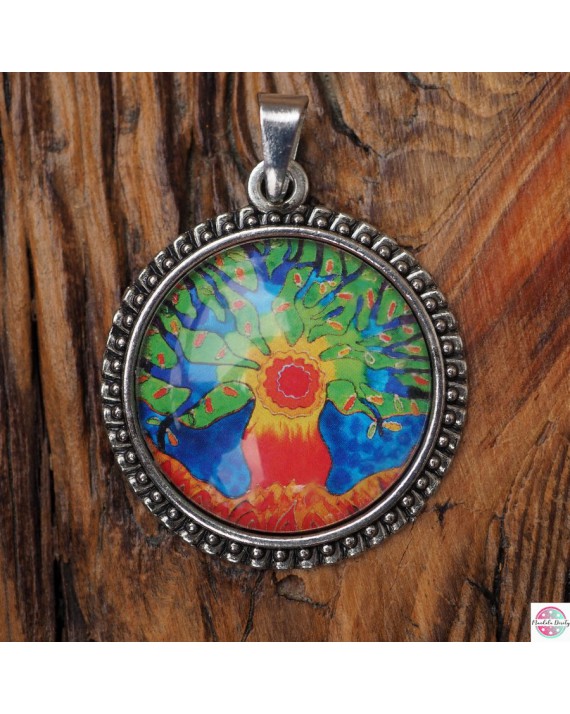 Medalion z mandalą "Tęczowy Dąb".