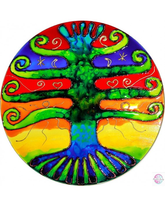 Mandala na szkle "Indiańskie Drzewo Wolności".