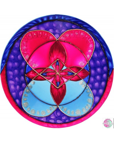 Mandala on glass "Flower of Life - Love and Wisdom"