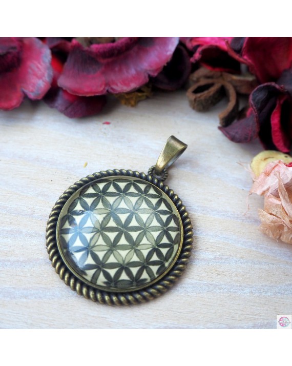 Medalion z mandalą "Kwiat Życia" boho.