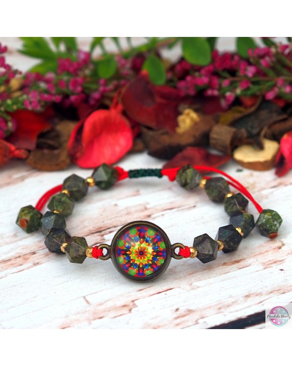 Bracelet with mandala "Flower of Energy" african turquoise.